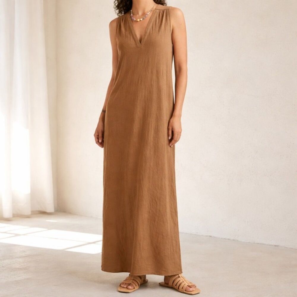 NWT Richer Poorer Vacation Dress Morning Roast Tan Cloudweave Cotton Size XL NEW